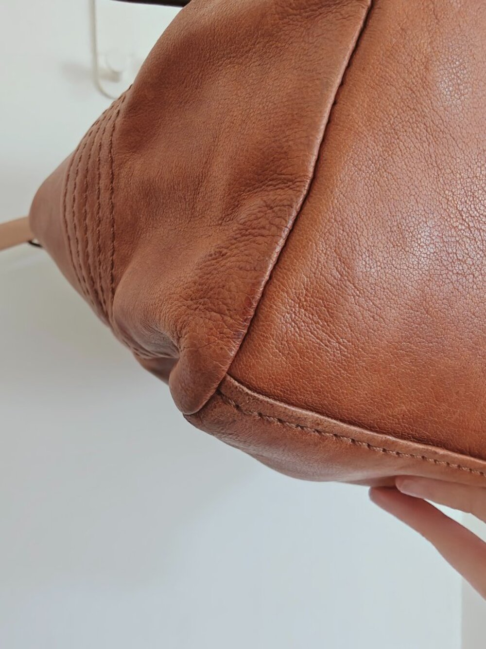 Frye Samantha Quilted Cognac Leather Tote Satchel Shoulder Bag - Picture 13 of 16
